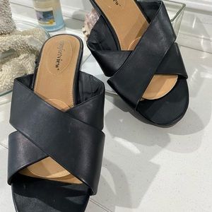 Comfortview 3” heel Black dress sandal sz 8ww